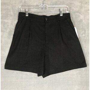 Time & Tru Linen Blend Shorts Womens XS Black With Pockets